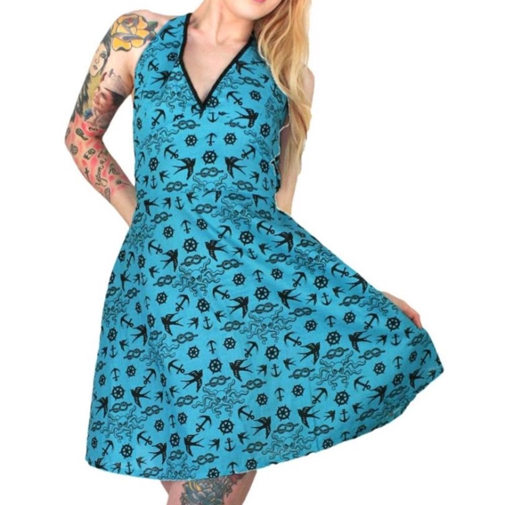 Too Fast rockabilly tattoo pin up halter dress